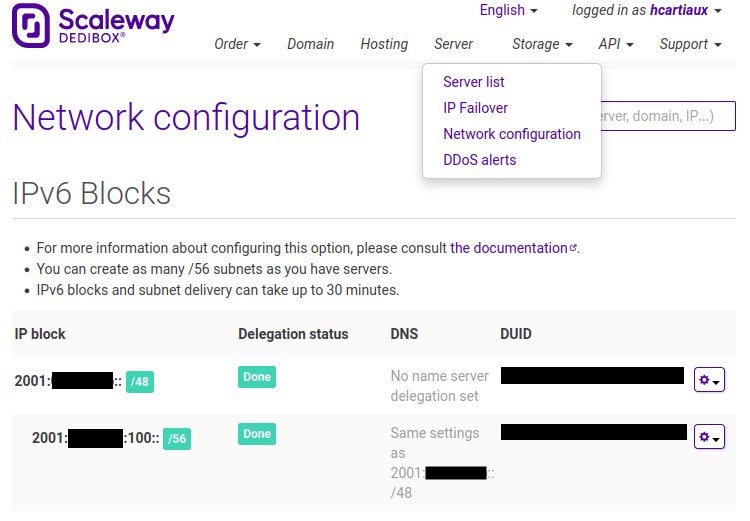 Dedibox console IPv6